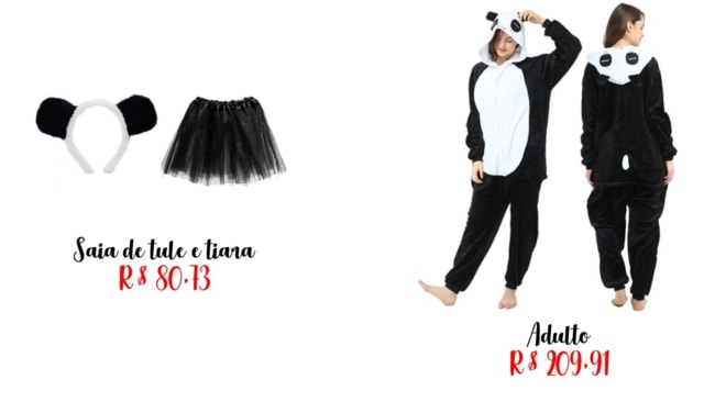 modelos e precos de fantasia panda