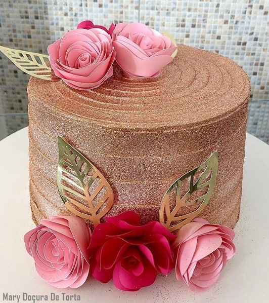 Bolo Rosa com Glitter, Glow Cake