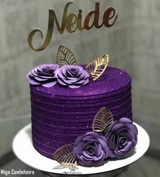 Bolo Lilás com Roxo(com glitter) 